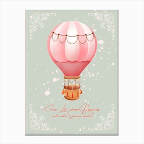 Hot Air Balloon Pink Frame Canvas Print