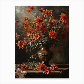 Baroque Floral Still Life Gaillardia 2 Canvas Print