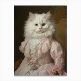 White Medieval Cat Rococo Style 4 Canvas Print