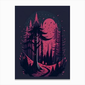 A Fantasy Forest At Night In Red Theme 44 Canvas Print
