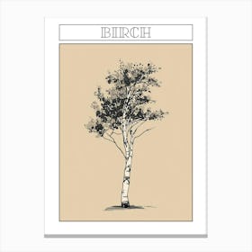 Birch Tree Minimalistic Drawing 1 Poster Canvas Print