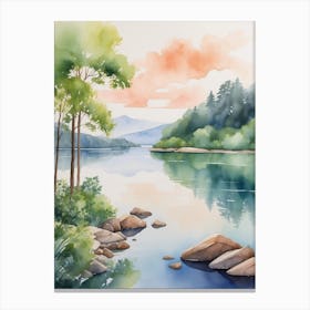 Watercolor Of A Lake Canvas Print