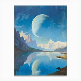 Moon Reflected In A Lake Canvas Print