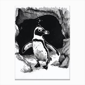 African Penguin Exploring Underwater Caves 1 Canvas Print