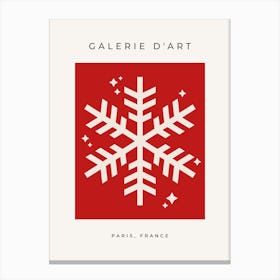 Christmas Snowflake Red Canvas Print