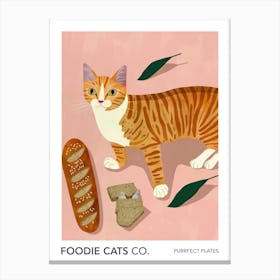 Foodie Cats Co Cat And Baguette 3 Canvas Print