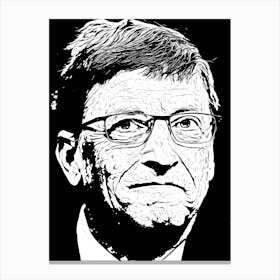 Bill Gates Black In White Canvas Print