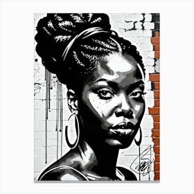 Vintage Graffiti Mural Of Beautiful Black Woman 87 Canvas Print