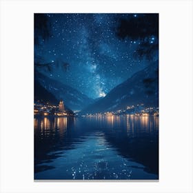 Night Sky Over Lake 16 Canvas Print