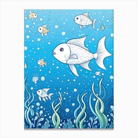 Fishes In The Sea Vector Canvas Print