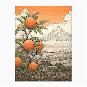 Tachibana Mandarin Orange Japanese Botanical Illustration Canvas Print