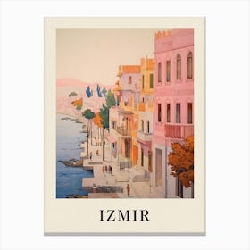 Izmir Turkey 4 Vintage Pink Travel Illustration Poster Canvas Print
