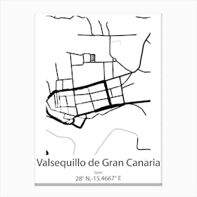 Valsequillo De Gran Canaria,Spain Minimalist Map Lienzo