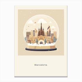 Barcelona Spain In Snowglobe Poster Canvas Print