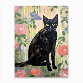A Black Cat Painting, Impressionist Painting 2 Canvas Print