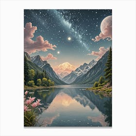 Starry Lake Canvas Print