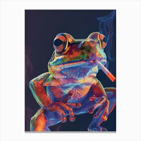 Frog Smoking A Cigarette Canvas Print