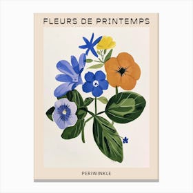 Spring Floral French Poster  Periwinkle 3 Canvas Print