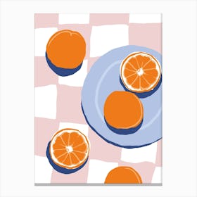 Food Illustration Oranges Pink Preppy Contemporary Kitchen Canvas Print