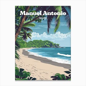 Manuel Antonio Beach Tropical Forest Travel Illustration Canvas Print