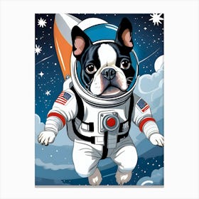 Boston Terrier In Space-Reimagined 4 Canvas Print