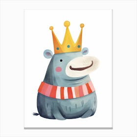 Little Hippo 1 Wearing A Crown Canvas Print