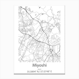 Miyoshi,Japan Minimalist Map Stampe su tela