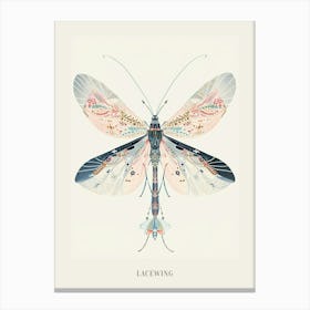 Colourful Insect Illustration Lacewing 16 Poster Canvas Print