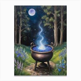 Beltane Cauldron by Sarah Valentine ~ Full Moon Herbs Crystals Magick Bluebells Canvas Print