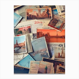 Old Postage Stamps Canvas Print