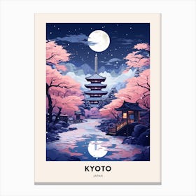 Winter Night  Travel Poster Kyoto Japan 4 Canvas Print