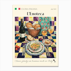 Lenoteca Trattoria Italian Poster Food Kitchen Canvas Print
