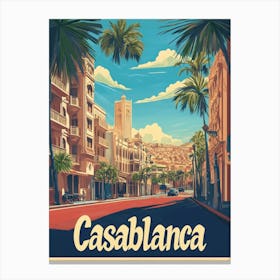 Aihrgdesign A Retro Travel Poster For Casablanca Featuring Th 56c966d8 A469 42d8 97ce 069d7aba3fa9 3 Canvas Print