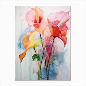 Abstract Flower Painting Flamingo Flower Canvas Print