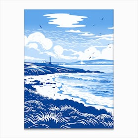 A Screen Print Of Fistral Beach Cornwall 3 Canvas Print