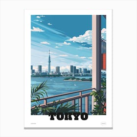 Odaiba Tokyo 1 Colourful Illustration Poster Canvas Print