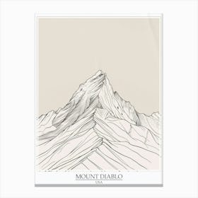 Mount Diablo Usa Color Line Drawing 2 Poster Canvas Print