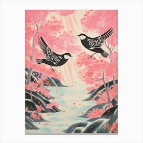 Vintage Japanese Inspired Bird Print Cowbird 1 Canvas Print