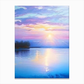 Sunrise Over Lake Waterscape Marble Acrylic Painting 2 Canvas Print