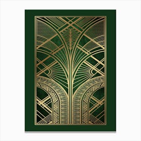 Art Deco Pattern Green and Gold 1 Canvas Print