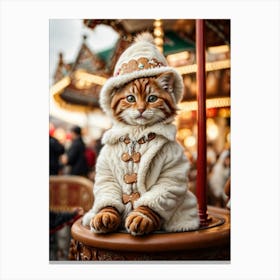 Cat In Carousel Canvas Print