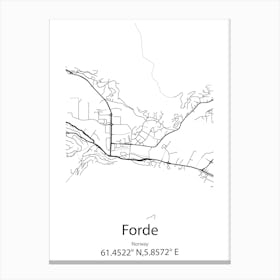 Forde,Norway Minimalist Map Canvas Print