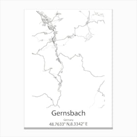 Gernsbach,Germany Minimalist Map Canvas Print