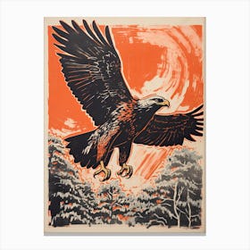 Eagle, Woodblock Animal  Drawing 4 Canvas Print