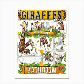 Giraffes In The Bathroom Canvas Print