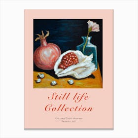 Still Life Collection Pomegranate And Sea Shell Canvas Print