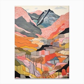 Y Garn Wales Colourful Mountain Illustration Canvas Print