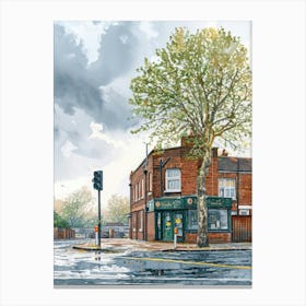 Barking London Borough   Street Watercolour 3 Canvas Print