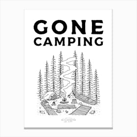 Gone Camping Fineline Illustration Poster Canvas Print