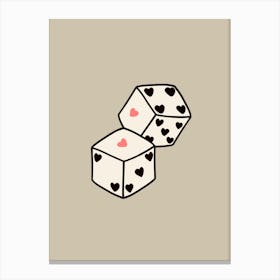 Heart Dice Beige Canvas Print